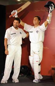 Sachin with his Wax Statue